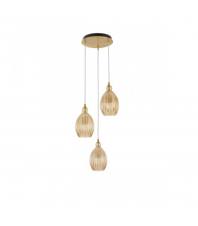 Lingua 3 Light Cluster Pendant Ceiling Light Brass Metal Champagne Glass LED E27-1