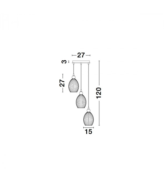 Lingua 3 Light Cluster Pendant Ceiling Light Brass Metal Champagne Glass LED E27-6