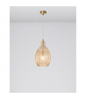 Lingua Dome Pendant Ceiling Light Brass Metal Champagne Glass LED E27-2