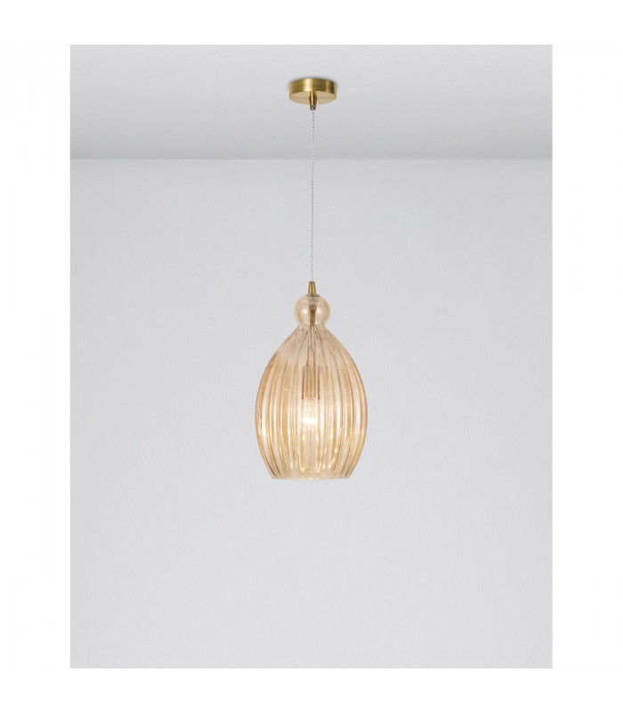 Lingua Dome Pendant Ceiling Light Brass Metal Champagne Glass LED E27-2
