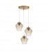 Magio 3 Light Cluster Pendant Ceiling Light Cognac Shadow Glass Brass Gold Metal LED E27-1
