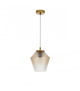 Magio Dome Pendant Ceiling Light Cognac Shadow Glass Brass Gold Metal LED E27-1