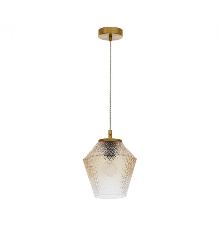 Magio Dome Pendant Ceiling Light Cognac Shadow Glass Brass Gold Metal LED E27-1