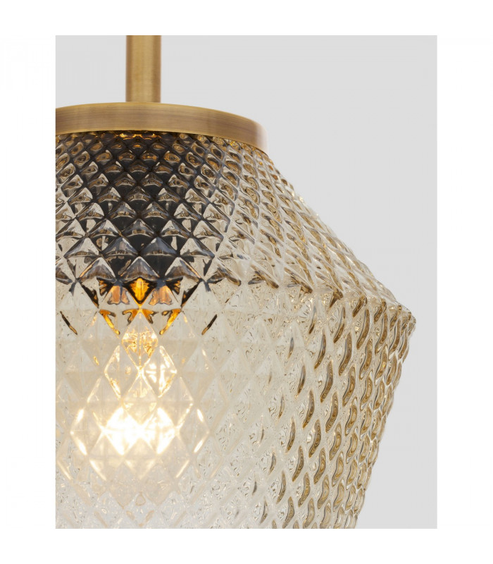 Magio Dome Pendant Ceiling Light Cognac Shadow Glass Brass Gold Metal LED E27-3