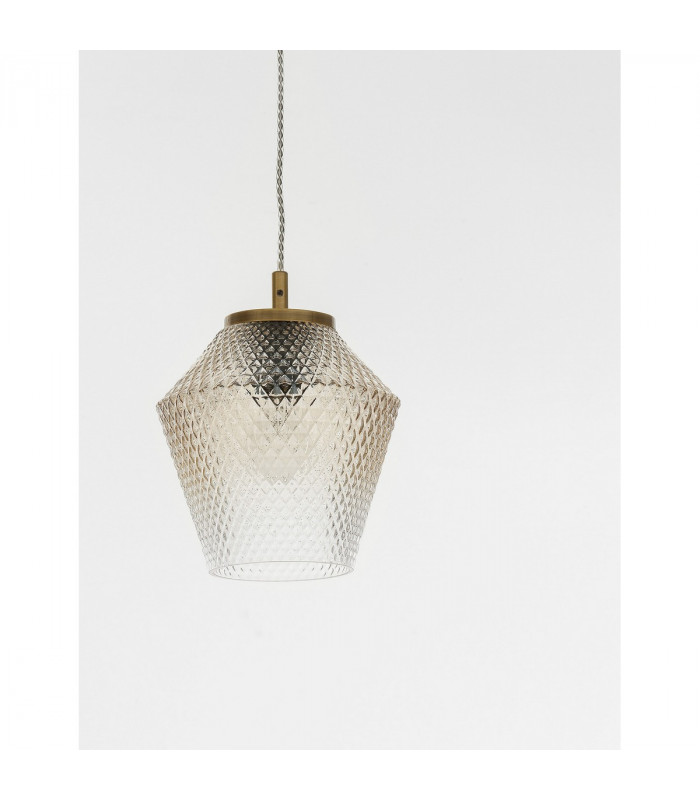 Magio Dome Pendant Ceiling Light Cognac Shadow Glass Brass Gold Metal LED E27-4
