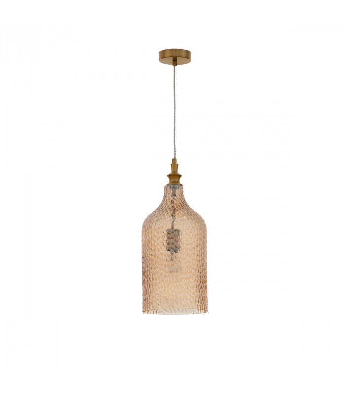 Marou Dome Pendant Ceiling Light Amber Glass Brass Metal LED E27 19.5-1