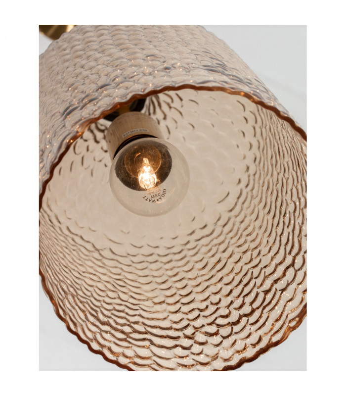 Marou Dome Pendant Ceiling Light Amber Glass Brass Metal LED E27 19.5-6