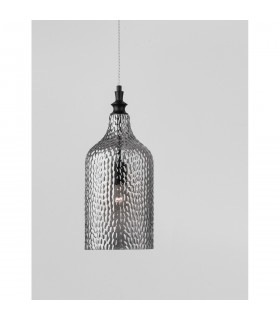 Marou Dome Pendant Ceiling Light Smoky Grey Glass Matt Black Metal LED E27-2