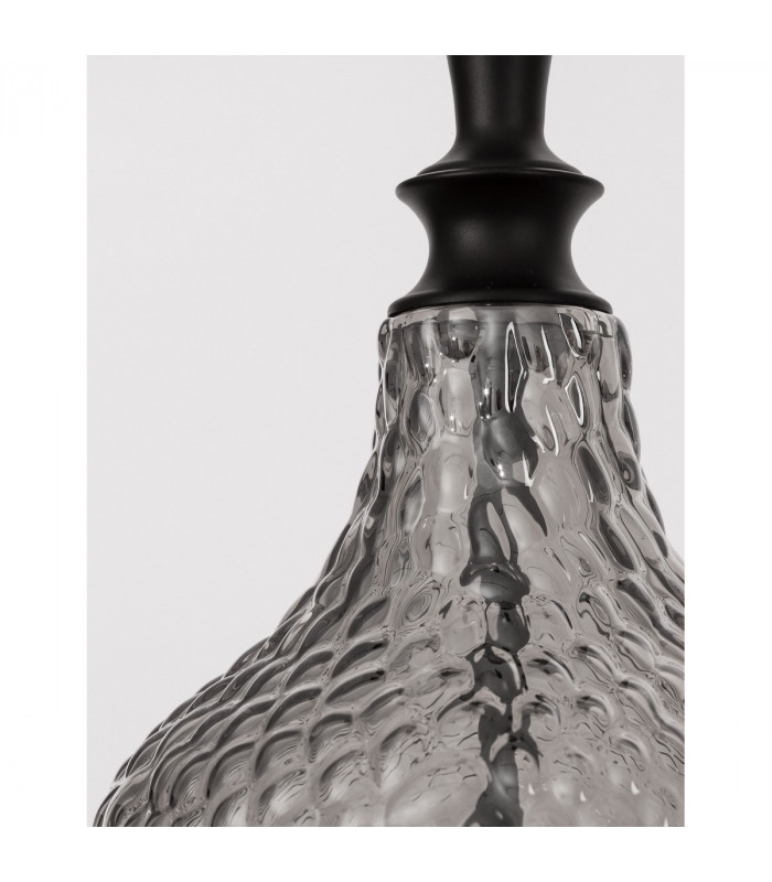 Marou Dome Pendant Ceiling Light Smoky Grey Glass Matt Black Metal LED E27-6