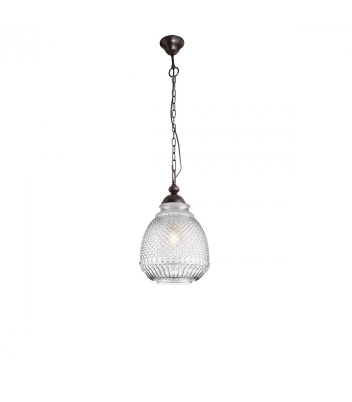 Toulon Dome Pendant Ceiling Light Clear Glass Dark Brown Base Chain LED E27-1