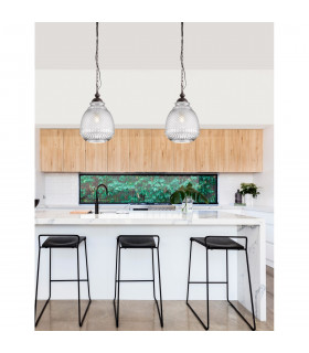 Toulon Dome Pendant Ceiling Light Clear Glass Dark Brown Base Chain LED E27-2