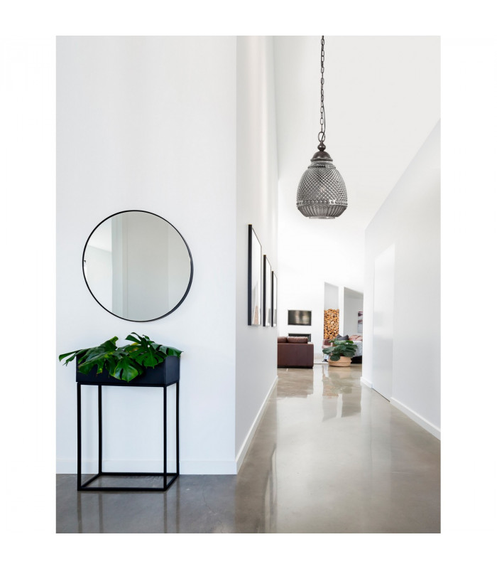 Toulon Dome Pendant Ceiling Light Grey Glass Dark Brown Base Chain LED E27-2