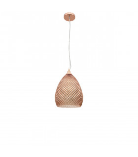 Boho 24cm Dome Pendant Ceiling Light Rose Gold Glass Metal LED E27-1