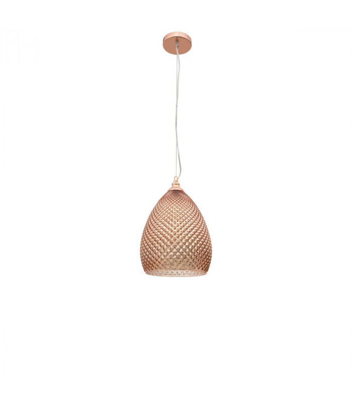 Boho 24cm Dome Pendant Ceiling Light Rose Gold Glass Metal LED E27-1