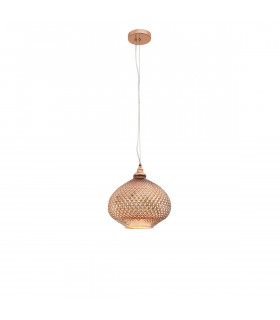 Boho 28cm Dome Pendant Ceiling Light Rose Gold Glass Metal LED E27-1