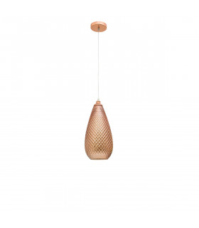 Boho 18cm Dome Pendant Ceiling Light Rose Gold Glass Metal LED E27-1