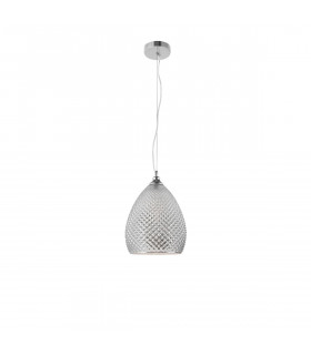 Boho 24cm Dome Pendant Ceiling Light Chrome Glass Metal LED E27-1
