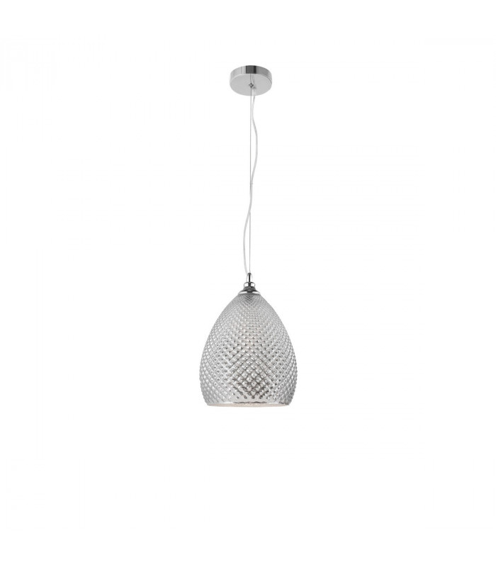 Boho 24cm Dome Pendant Ceiling Light Chrome Glass Metal LED E27-1