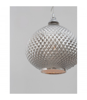 Boho 28cm Dome Pendant Ceiling Light Chrome Glass Metal LED E27-2