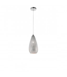 Boho 18cm Dome Pendant Ceiling Light Chrome Glass Metal LED E27-1