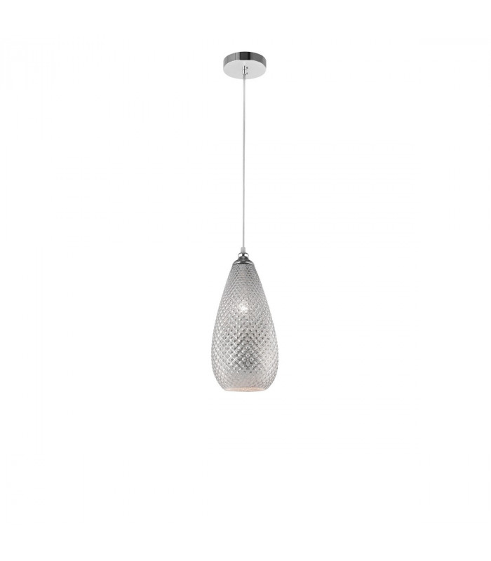 Boho 18cm Dome Pendant Ceiling Light Chrome Glass Metal LED E27-1