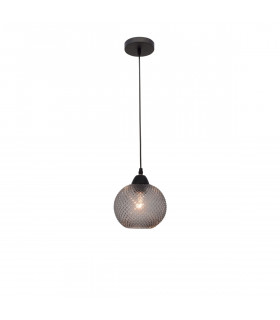 Vienti Dome Pendant Ceiling Light Dark Grey Glass Black Metal LED E27-1
