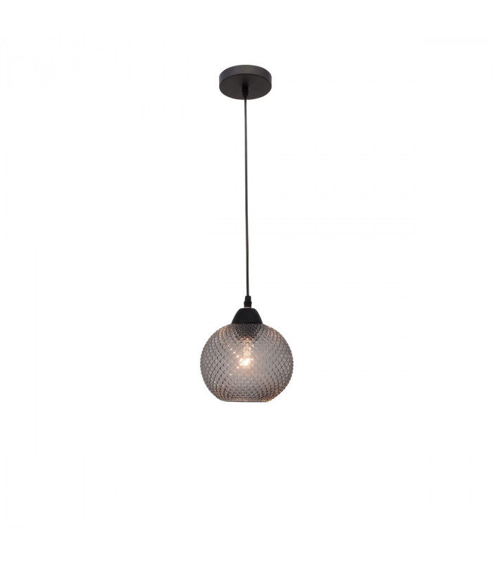 Vienti Dome Pendant Ceiling Light Dark Grey Glass Black Metal LED E27-1