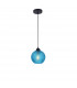 Vienti Dome Pendant Ceiling Light Blue Glass Black Metal LED E27-1