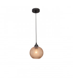 Vienti Dome Pendant Ceiling Light Ochra Glass Black Metal LED E27-1