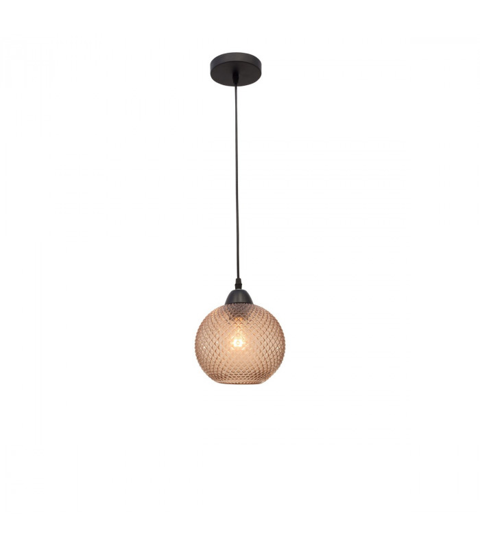 Vienti Dome Pendant Ceiling Light Ochra Glass Black Metal LED E27-1