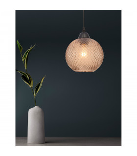Vienti Dome Pendant Ceiling Light Ochra Glass Black Metal LED E27-2