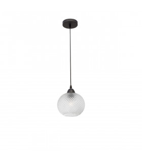 Vienti Dome Pendant Ceiling Light Clear Glass Black Metal LED E27-1