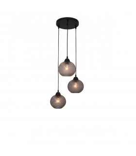 Vienti 3 Light Cluster Pendant Ceiling Light Dark Grey Glass Black Metal LED E27-1