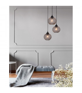 Vienti 3 Light Cluster Pendant Ceiling Light Dark Grey Glass Black Metal LED E27-2