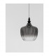 Loni Dome Pendant Ceiling Light Matt Black Metal Smoky Grey Glass LED E27-3