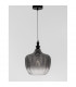 Loni Dome Pendant Ceiling Light Matt Black Metal Smoky Grey Glass LED E27-5