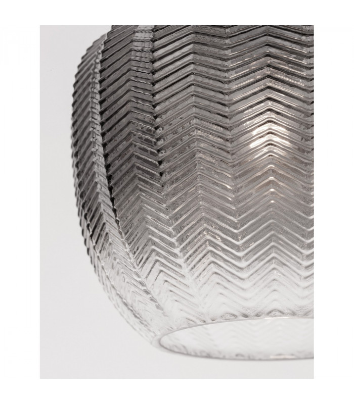 Loni Dome Pendant Ceiling Light Matt Black Metal Smoky Grey Glass LED E27-6