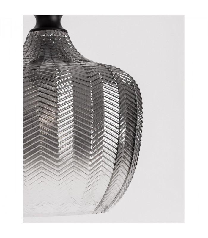Loni Dome Pendant Ceiling Light Matt Black Metal Smoky Grey Glass LED E27-7