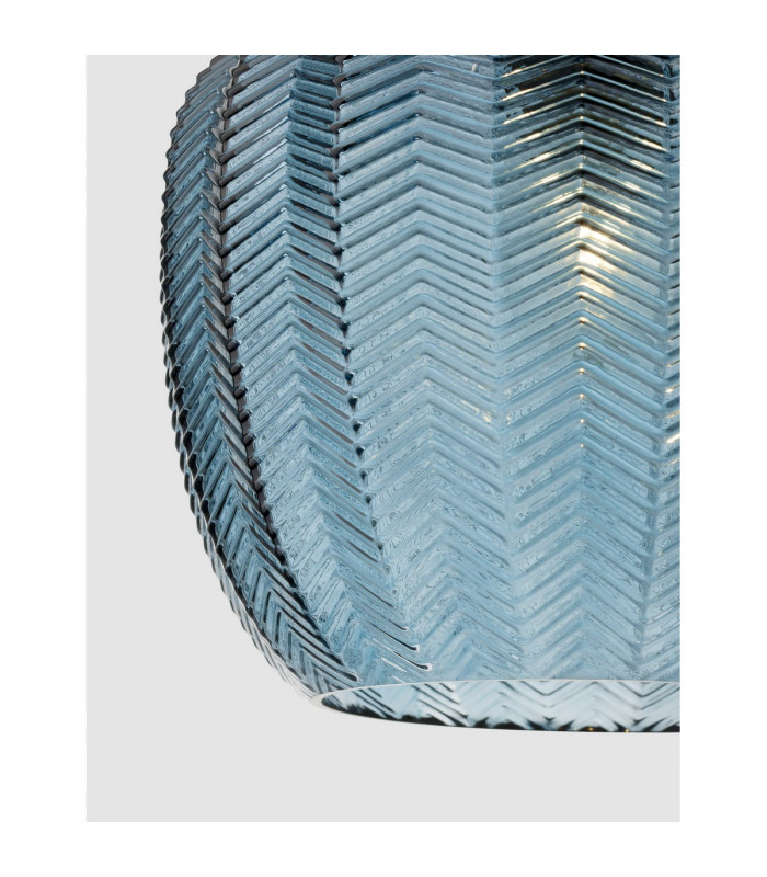 Loni Dome Pendant Ceiling Light Matt Black Metal Dark Blue Glass LED E27-5