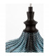 Loni Dome Pendant Ceiling Light Matt Black Metal Dark Blue Glass LED E27-6