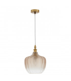 Loni Dome Pendant Ceiling Light Brass Metal Champagne Glass LED E27-1