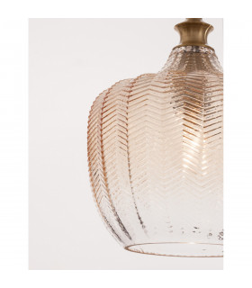 Loni Dome Pendant Ceiling Light Brass Metal Champagne Glass LED E27-2