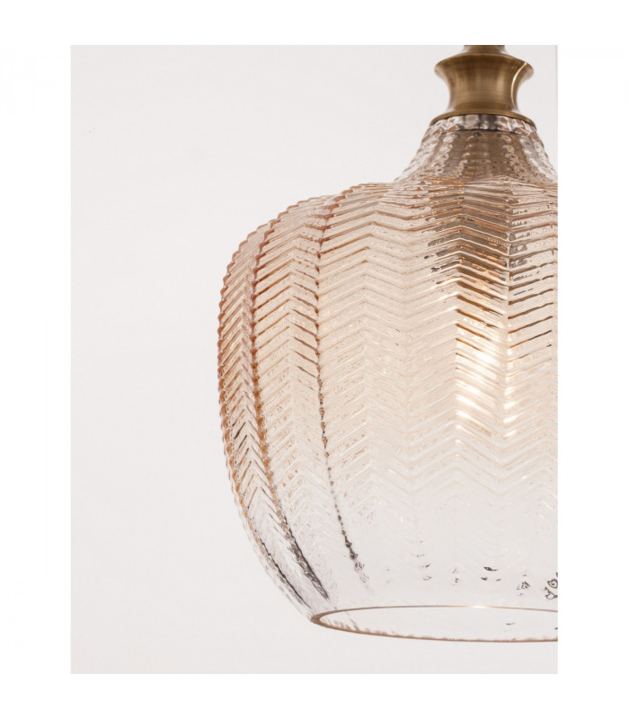 Loni Dome Pendant Ceiling Light Brass Metal Champagne Glass LED E27-2