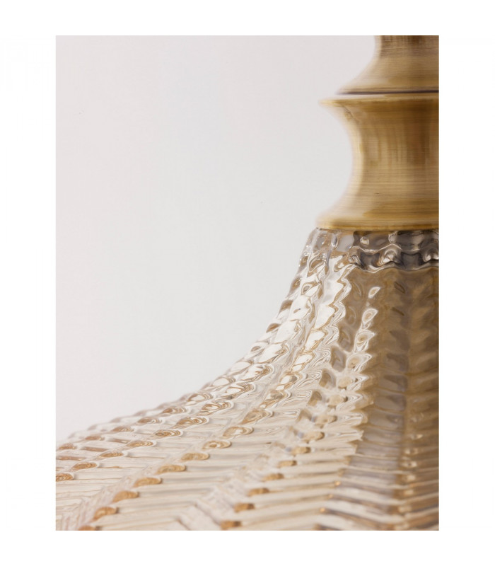Loni Dome Pendant Ceiling Light Brass Metal Champagne Glass LED E27-5