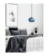 Jade Dome Pendant Ceiling Light Blue Blown Glass Satin Nickel Metal LED E27-2