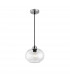 Jade Dome Pendant Ceiling Light Clear Blown Glass Satin Nickel Metal LED E27-1