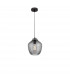 Claro Dome Pendant Ceiling Light Smoke Glass Black Metal LED E27-1