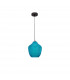 Claro Dome Pendant Ceiling Light Blue Glass Black Metal LED E27-1