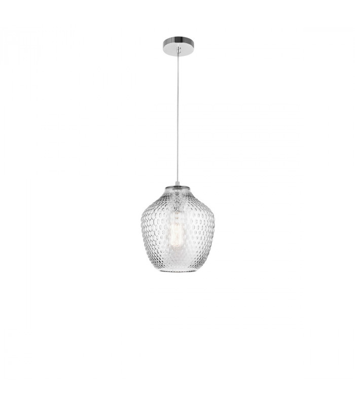 Claro Dome Pendant Ceiling Light Clear Glass Chrome Aluminium LED E27-1
