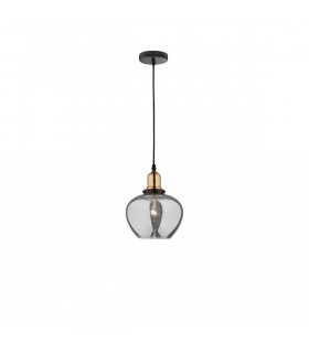Cedro Dome Pendant Ceiling Light Smoky Glass Bronze Black Metal LED E27-1
